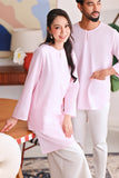 The Akari Men 3/4 Sleeve Kurta - Pink Stripe