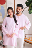 The Akari Men 3/4 Sleeve Kurta - Pink Stripe