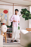 The Akari Men 3/4 Sleeve Kurta - Pink Stripe