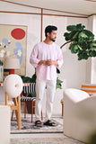 The Akari Men 3/4 Sleeve Kurta - Pink Stripe