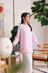 The Akari Nyaman Kurung Top - Pink Stripe