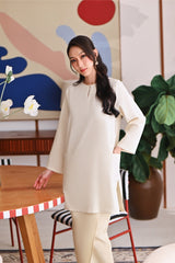 The Akari Women Nyaman Kurung Top - Cream Stripe