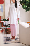 The Akari Women Folded Skirt - Pink Stripe