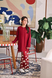 The Akari Nyaman Kurung Top - Maroon