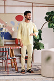 The Akari Men 3/4 Sleeve Kurta - Yellow Stripe