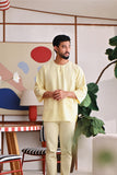 The Akari Men 3/4 Sleeve Kurta - Yellow Stripe