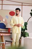 The Akari Men 3/4 Sleeve Kurta - Yellow Stripe