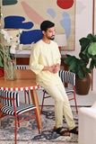 The Akari Men 3/4 Sleeve Kurta - Yellow Stripe