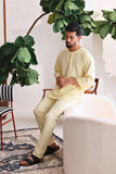 The Akari Men 3/4 Sleeve Kurta - Yellow Stripe