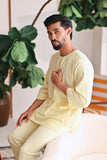 The Akari Men 3/4 Sleeve Kurta - Yellow Stripe