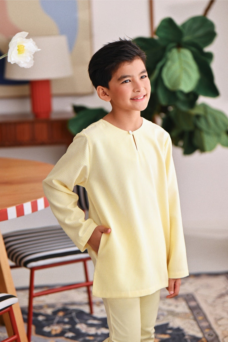 The Akari Kurta - Yellow Stripe