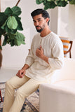 The Akari Men 3/4 Sleeve Kurta - Cream Stripe