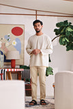 The Akari Men Kurta - Cream Stripe