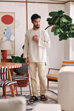 The Akari Men Kurta - Cream Stripe