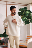 The Akari Men Kurta - Cream Stripe