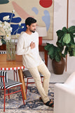 The Akari Men Kurta - Cream Stripe