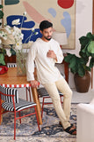 The Akari Men Kurta - Cream Stripe