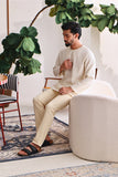 The Akari Men Kurta - Cream Stripe