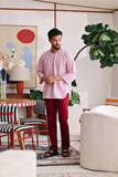 The Akari Men 3/4 Sleeve Kurta - Maroon Stripe