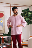 The Akari Men 3/4 Sleeve Kurta - Maroon Stripe