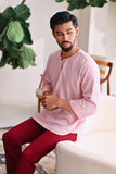 The Akari Men 3/4 Sleeve Kurta - Maroon Stripe