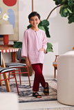 The Akari 3/4 Sleeve Kurta - Maroon Stripe