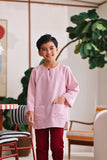 The Akari 3/4 Sleeve Kurta - Maroon Stripe