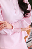 The Akari Women Puffora Blouse - Pink Stripe