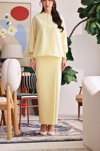 The Akari Women Folded Skirt - Yellow Stripe