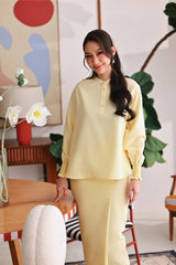 The Akari Women Puffora Blouse - Yellow Stripe