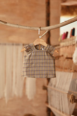 The Asal Kita Babies Kurung Raglan Top - Plummy Plaid