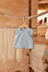 The Asal Kita Babies Kurung Raglan Top - Blue Fog