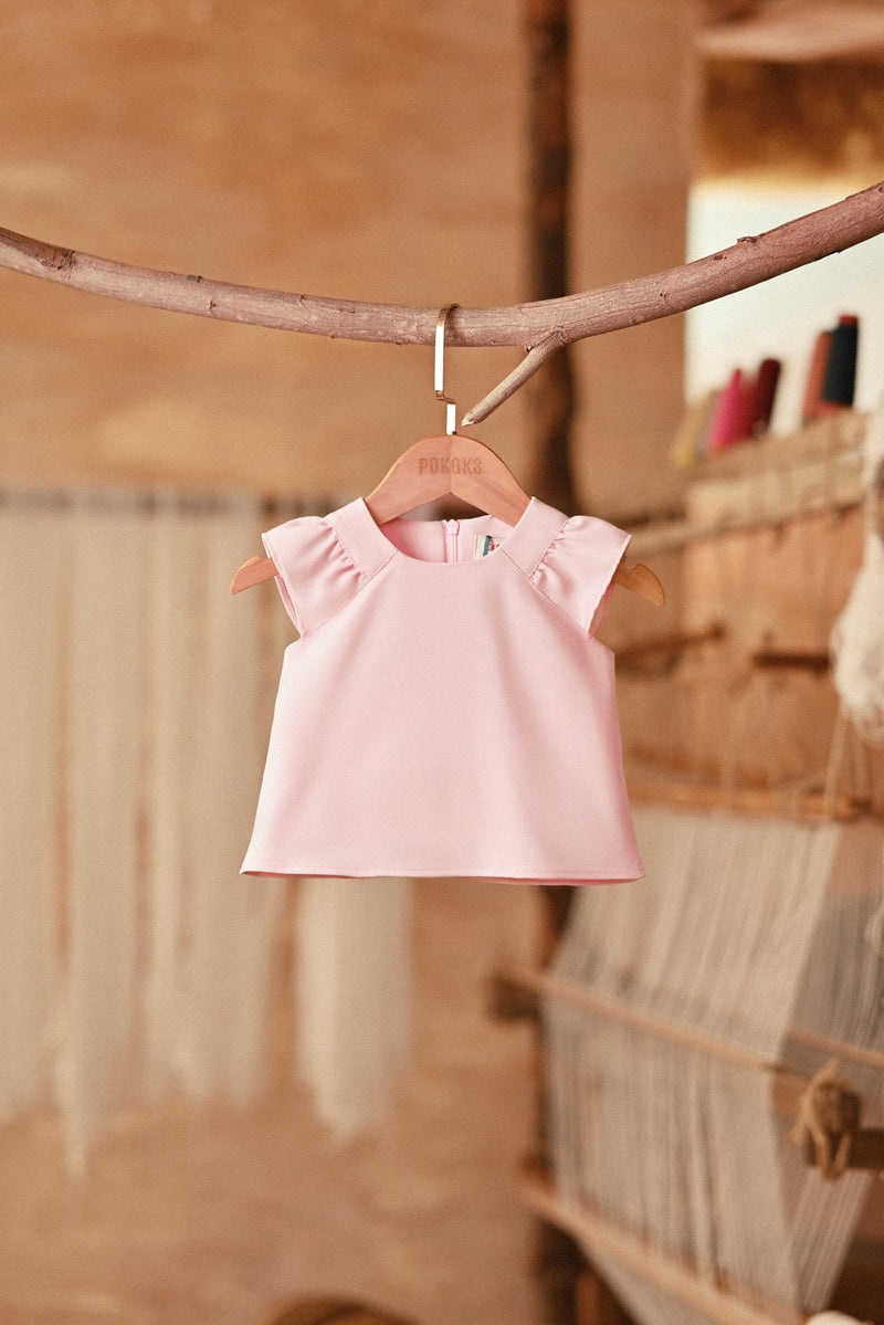 The Asal Kita Babies Kurung Raglan Top - Coral Blush