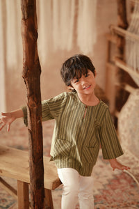 The Asal Kita 3/4 Sleeve Kurta - Mossryn