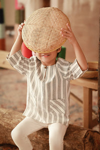 The Asal Kita 3/4 Sleeve Kurta - Shadow Twine