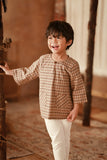 The Asal Kita 3/4 Sleeve Kurta - Wood Finebox