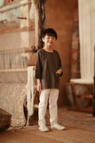 The Asal Kita 3/4 Sleeve Kurta - Linea Steel