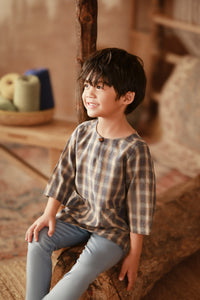 The Asal Kita 3/4 Sleeve Kurta - Stone Canvas