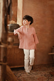 The Asal Kita 3/4 Sleeve Kurta - Peach Grain