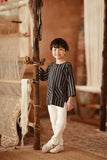 The Asal Kita 3/4 Sleeve Kurta - Phantom Stripe