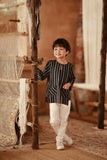 The Asal Kita 3/4 Sleeve Kurta - Phantom Stripe