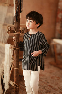 The Asal Kita 3/4 Sleeve Kurta - Phantom Stripe