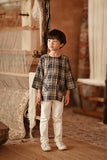 The Asal Kita 3/4 Sleeve Kurta - Blue Tartan