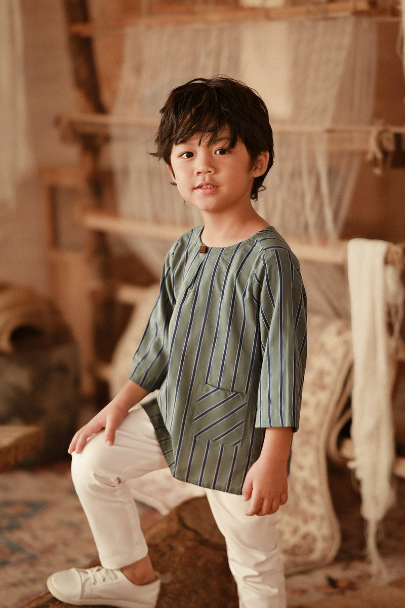 The Asal Kita 3/4 Sleeve Kurta - Green Regal