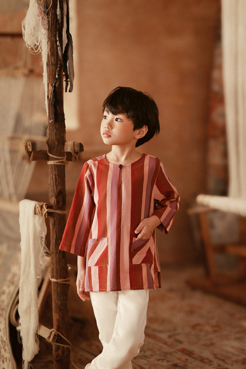 The Asal Kita 3/4 Sleeve Kurta - Rouge Prestige
