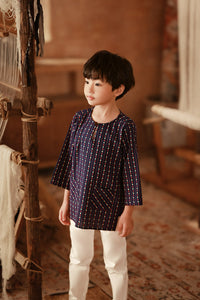 The Asal Kita 3/4 Sleeve Kurta - Navy Plus
