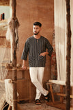 The Asal Kita Men 3/4 Sleeve Kurta - Phantom Stripe