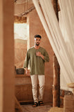 The Asal Kita Men 3/4 Sleeve Kurta - Mossryn