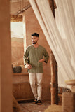 The Asal Kita Men 3/4 Sleeve Kurta - Mossryn