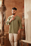 The Asal Kita Men 3/4 Sleeve Kurta - Mossryn